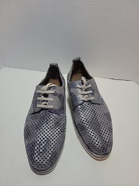 Trask Lena Perforated Suede Oxfords Womens 8 Metallic Silver Camo Comfort Shoe